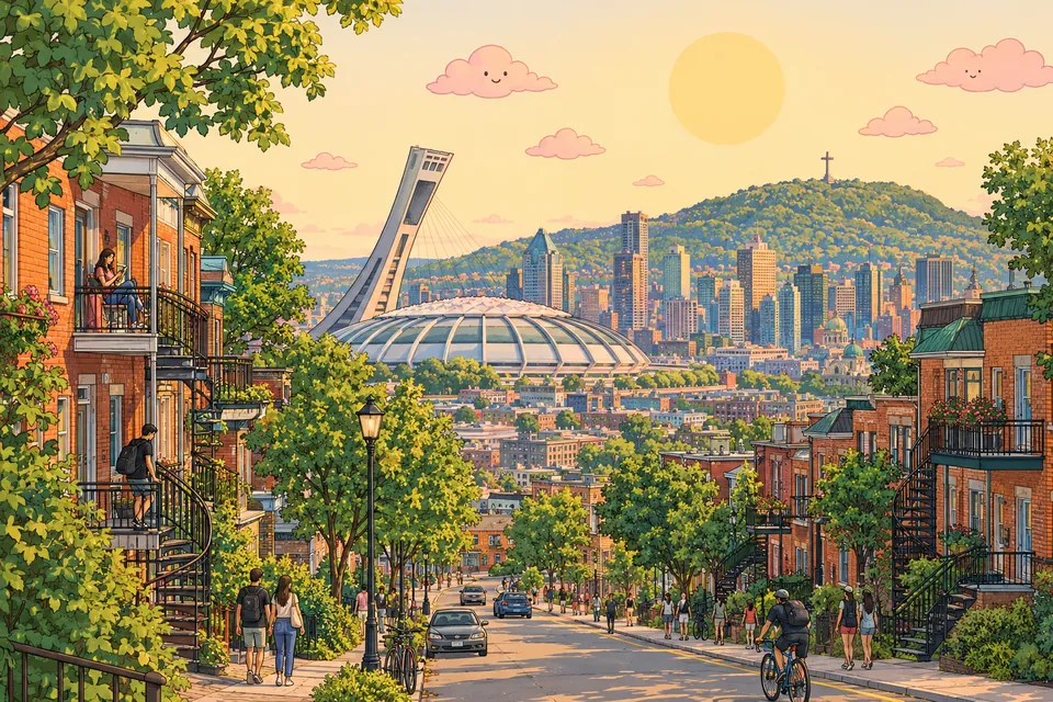 Carte postale illustrée de Montréal : Stade olympique