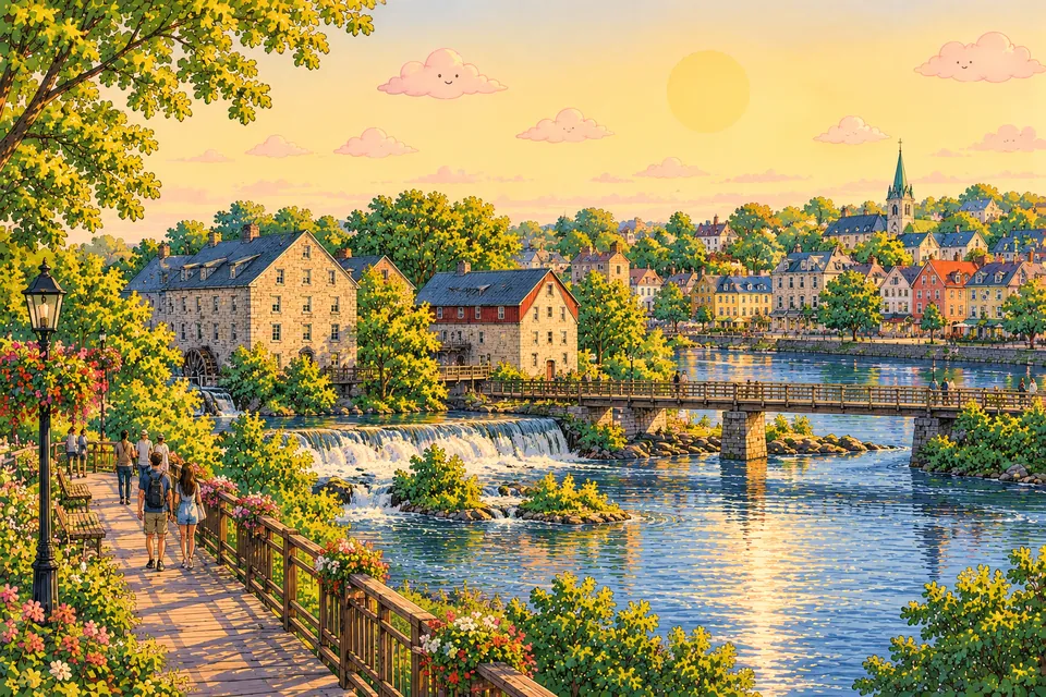 Carte postale illustrée de Terrebonne : Île-des-Moulins